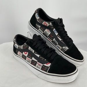 Vans Black Checker Logo Low-Top Sneakers Size Womens 8 Mens 6.5